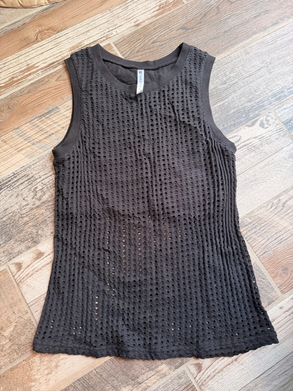 Fabletics Black Eyelet Knit Sleeveless Tank